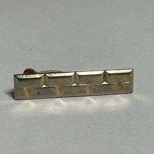 VTG Brick Block Texture Tie Clip Clasp Bar Gold Tone Casual or Formal 1.6"